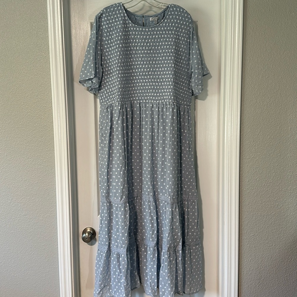 Fehrnvi Women’s blue Isla Dot dress- NWOT- size 3XL